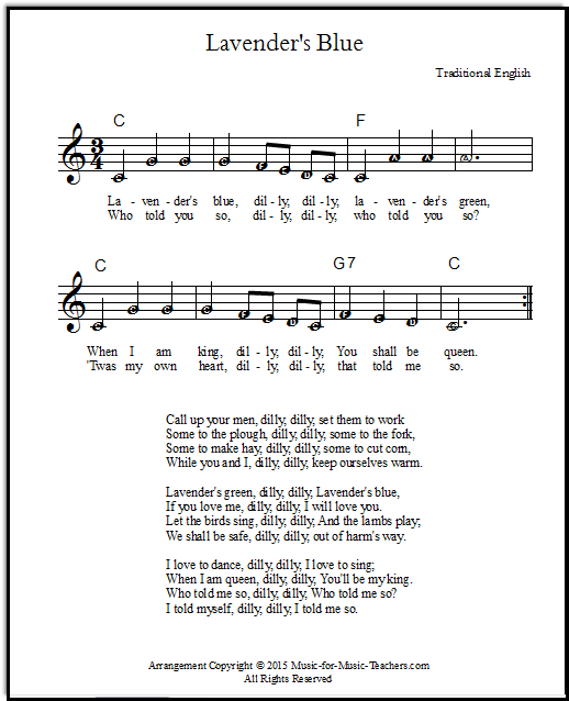 Cinderella Song Lyrics Lavender's Blue, Free!