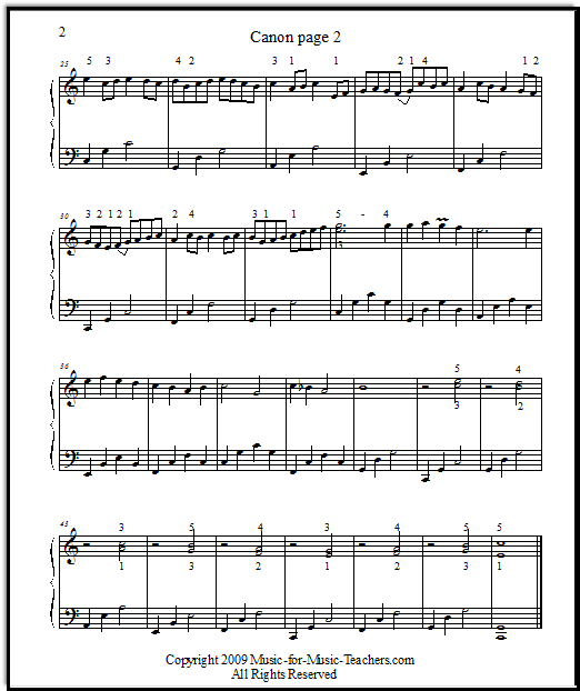 Download free sheet music for Pachelbel Canon in the key of C Download free sheet music for Pachelbel Canon in the key of C