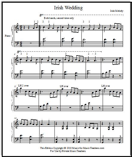 Irish Wedding for beginner piano