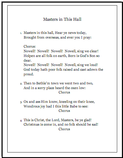 Download Christmas carol lyrics for Masters In This Hall