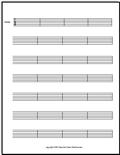 Blank Guitar Tab Sheet Music
