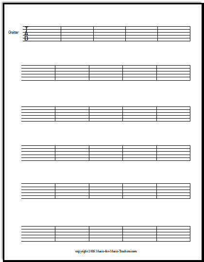 Download 28-measure printable free guitar tabs sheet