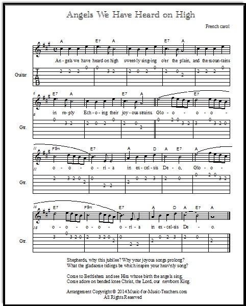 Free Christmas Songs: "Angels We Have Heard on High" - Now with Guitar Tabs Too!
