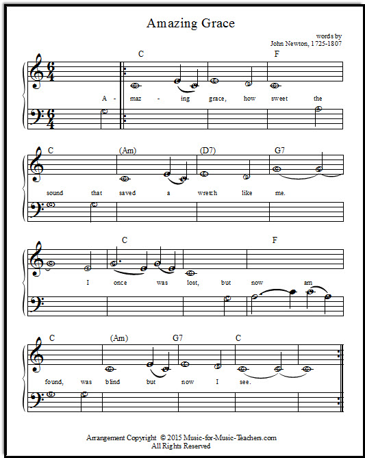 Amazing Grace Recorder Finger Chart