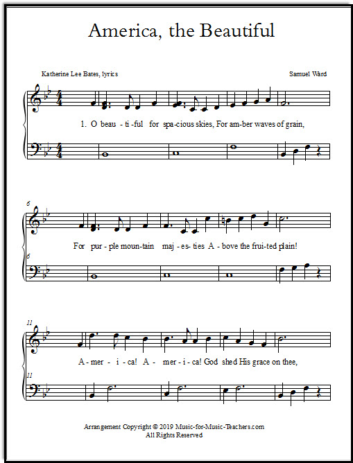 America The Beautiful Chord Chart