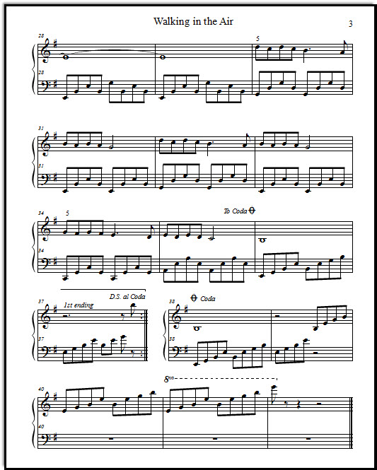 Walking In The Air Piano Sheet Music Free Epic Sheet Music We're walking in the air we're floating in the midnight sky and everyone who sees us greets us as we fly i'm holding very tight i'm riding in the midnight blue i'm finding i can fly so high слова и текст песни george winston walking in the air (instrumental) предоставлены сайтом megalyrics.ru. walking in the air piano sheet music