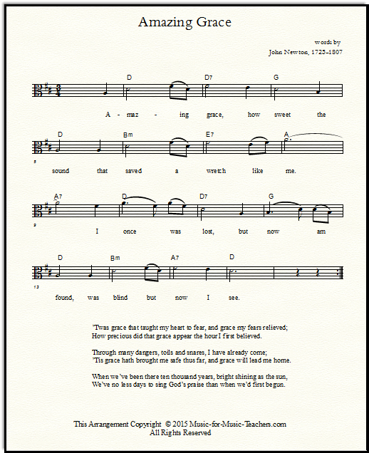 Amazing Grace Hymn For Guitar With Easy Tabs Lead Sheets Too