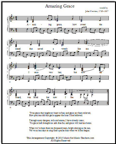 Amazing Grace piano sheet music