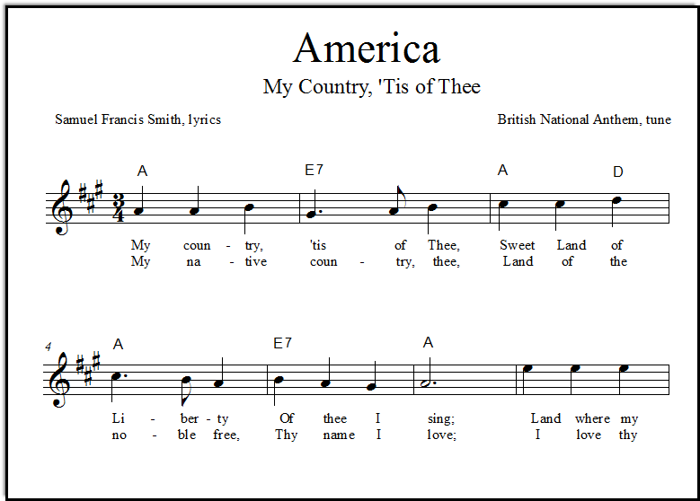 Close-up look at lead sheet "America"