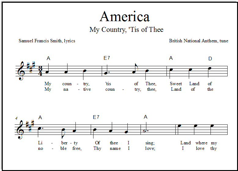 God Bless America Chord Chart