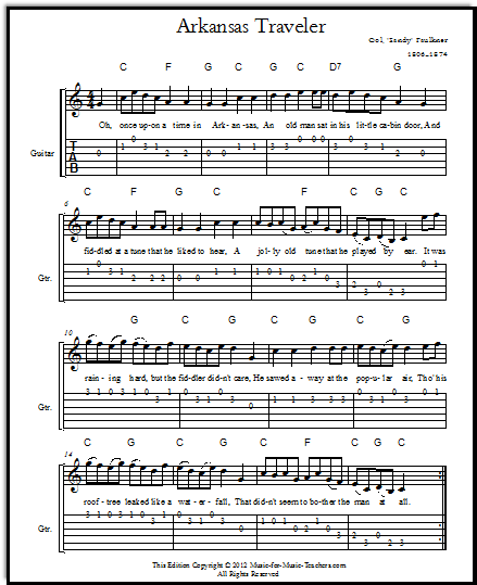 Arkansas Traveler Guitar Song Chords and Easy Guitar Tabs