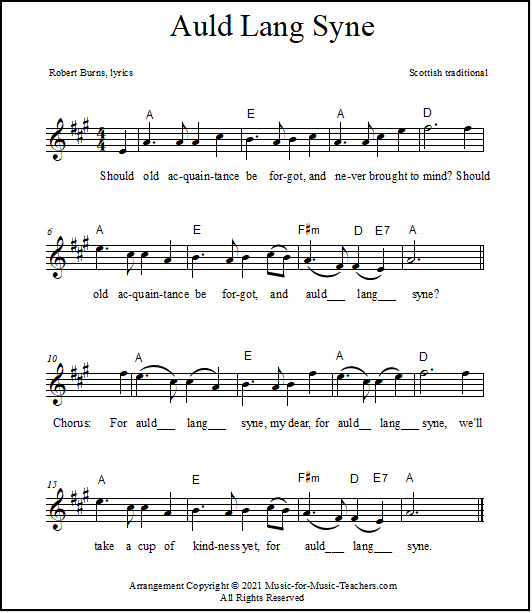 Sheet music Auld Lang Syne