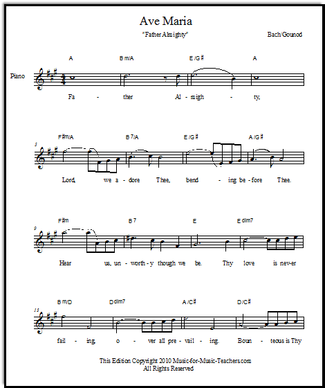 free Ave Maria sheet music in English