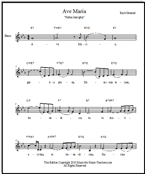Ave Maria lead sheet for guitar