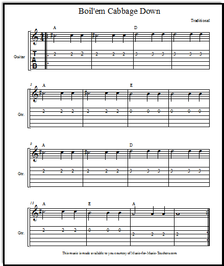 Boil'em Cabbage Down flatpicking song for guitar