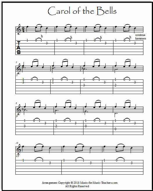 Carol of the bells on sale classical guitar
