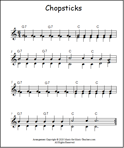 Chopsticks music for piano - sheet music