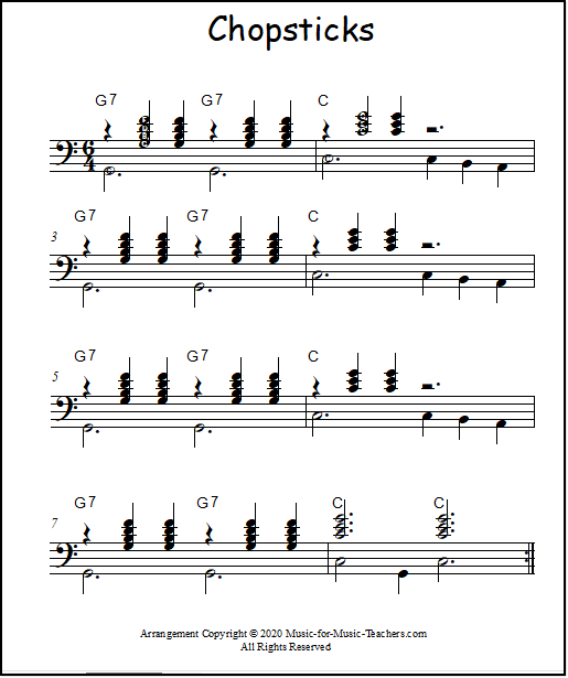 Secondo part for piano arrangement of Chopsticks