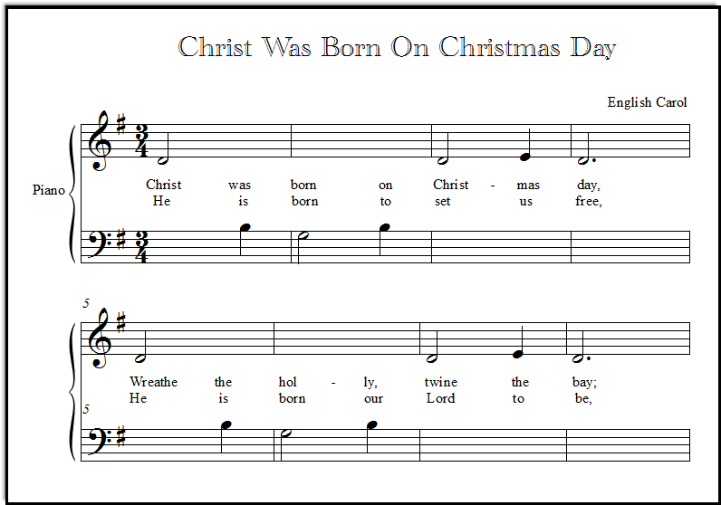 Christ Was Born On Christmas Day for Piano