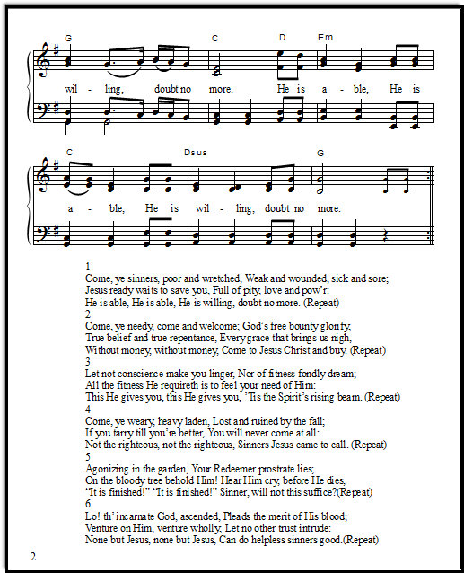 Sacred Harp hymns lyrics and free piano sheet music
