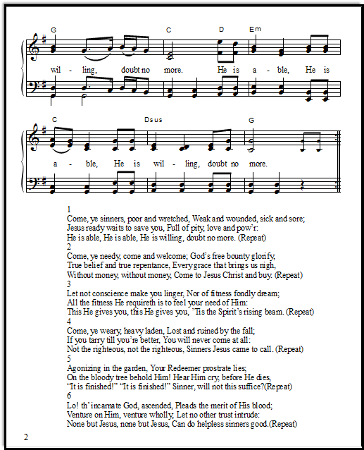 Old Gospel Hymns Beach Spring Melody Come Ye Sinners Lyrics