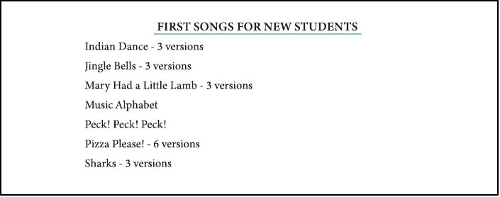 Table of Contents page 3 of the piano book Songs Old and Songs New