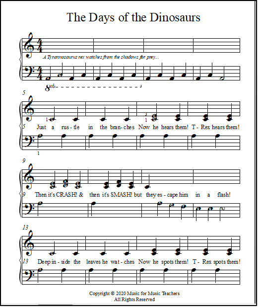 Song about Dinosaurs sheet music