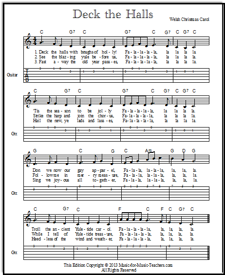Guitar tabs for Deck the Halls