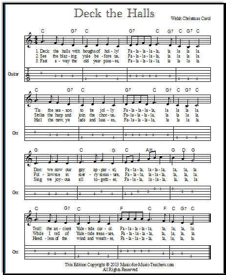 Free Christmas Songs for Piano, Guitar, & Leads: Deck the ...