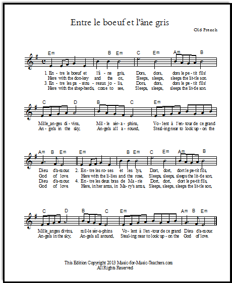 French Christmas music sheet