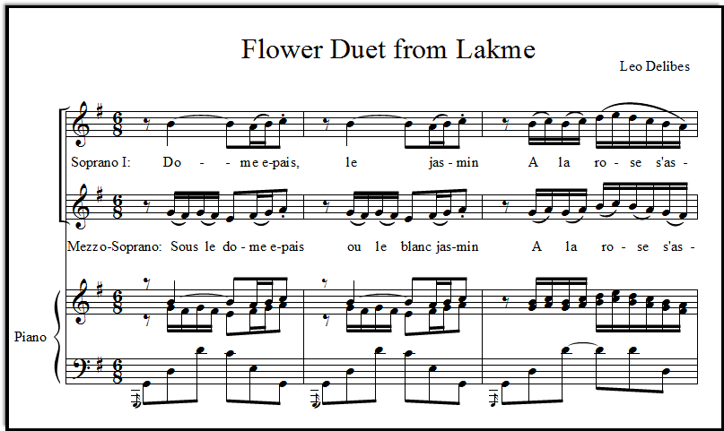 Flower Duet main theme; an alternate accompaniment