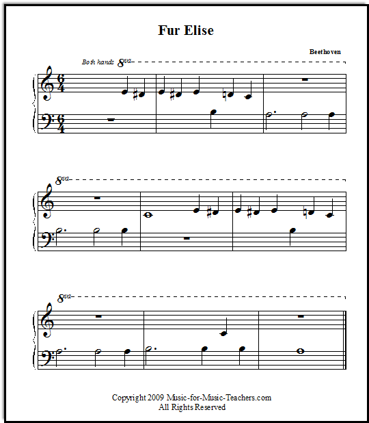Fur Elise Free Easy Printable Sheet Music For Beginner Piano