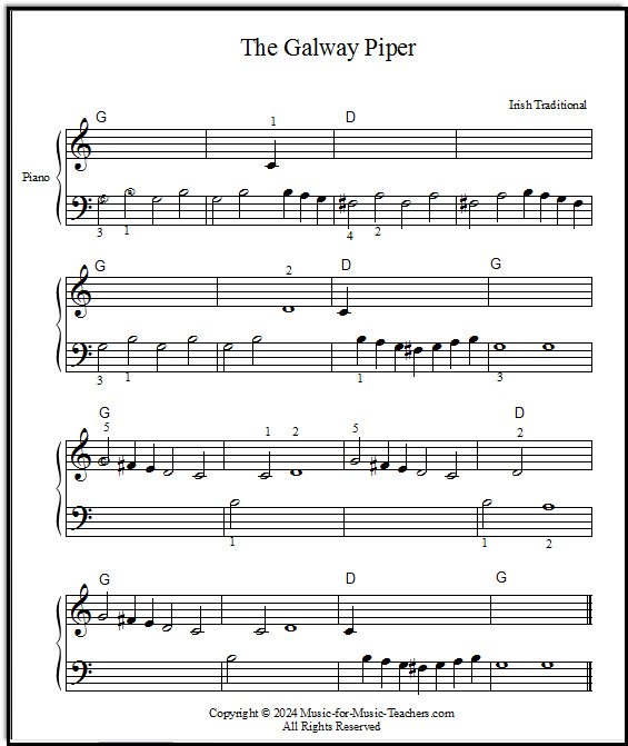 Easy piano Irish song