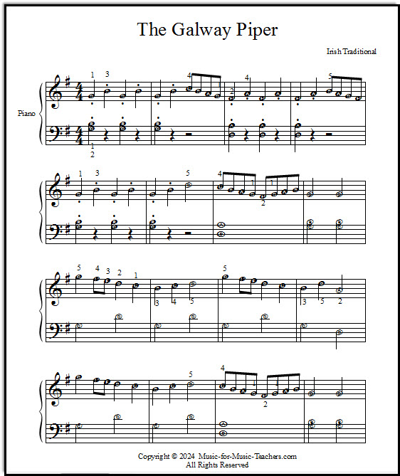 Galway Piper piano music