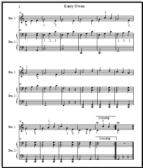 Garry Owen Irish duet, page 2 for piano.  Both parts.