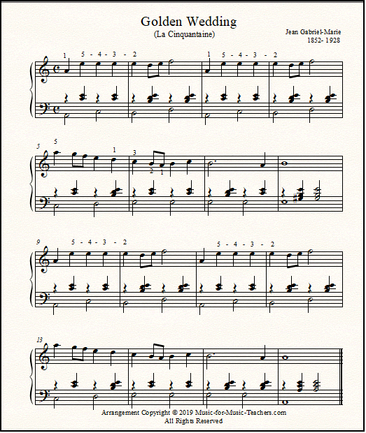 The Golden Wedding theme for piano solo