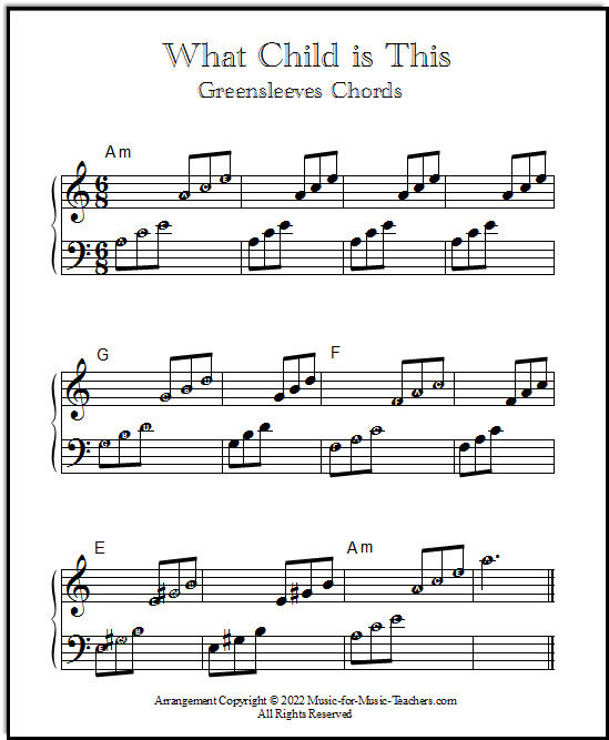 Beginner chords for Greensleeves