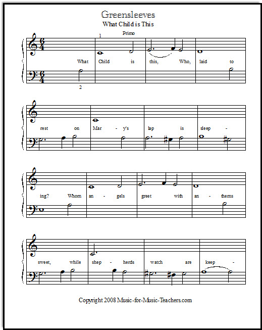 Greensleeves Klavier Noten PDF piano sheet music pdf