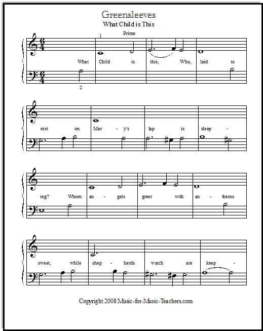 Greensleeves Free Sheet Music for Piano! Easy But Beautiful