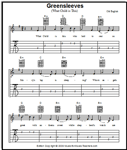 greensleeves-guitar-em-lute-melody-page-