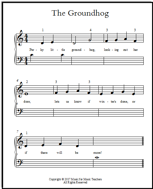Groundhog Day Piano Music for Beginners