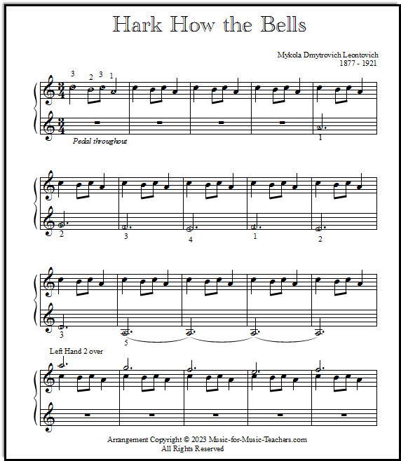 Ukrainian Bell Carol piano music