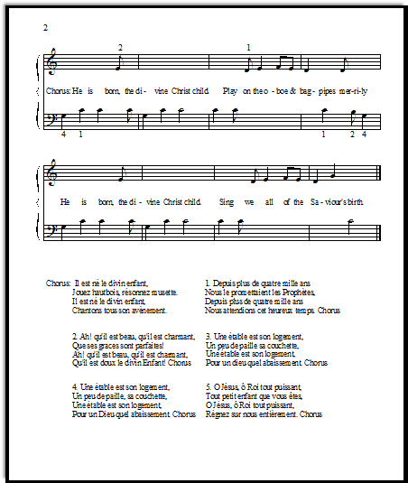 Page 2 of free Christmas songs He is Born (Il est ne), with the song lyrics