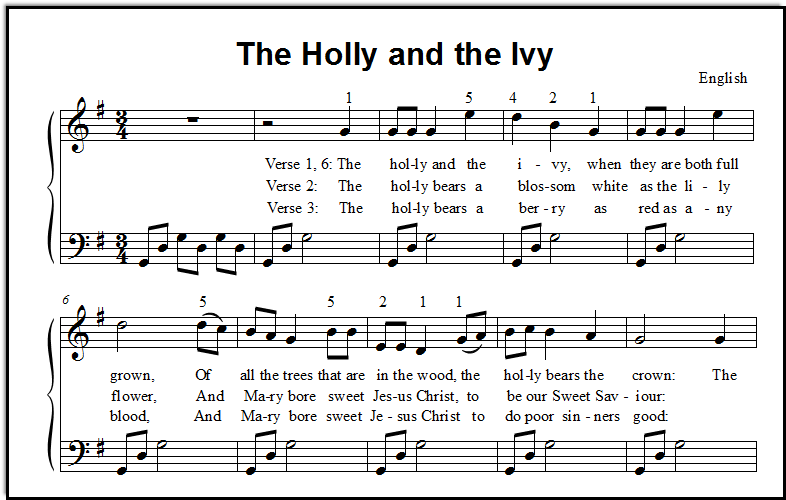 Christmas Song Lyrics and Free Piano Sheet Music for Holly ...