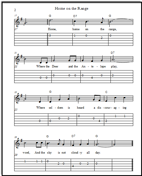 Printable Guitar Tab Chart