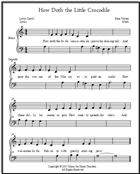 Easiest arrangements of easy piano songs collection, How Doth the Little Crocodile