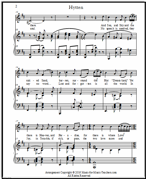 "The Cottage" by Edward Grieg, song lyrics by Hans Christian Anderson, sheet music