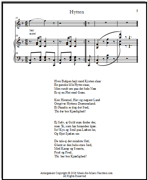 Song lyrics by Hans Christian Anderson and vocal sheet music by Edvard Grieg