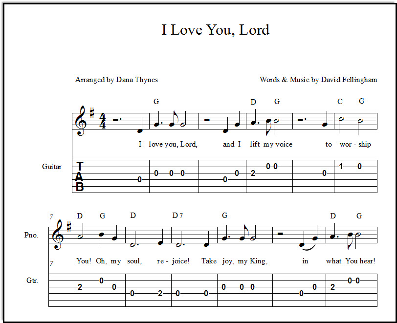 I Love You Lord sheet music