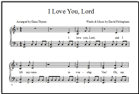 Piano sheet music for church